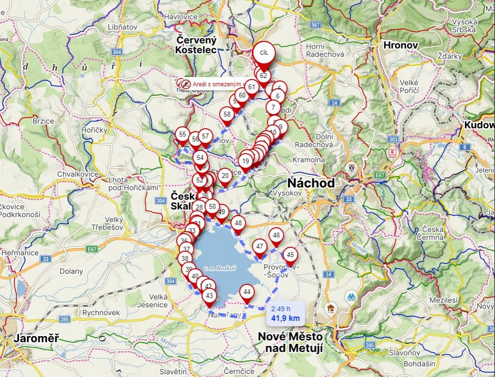 Mapa trasy - 12. sraz koloběžkářů | Broďák 2025 | Trasa č.1
