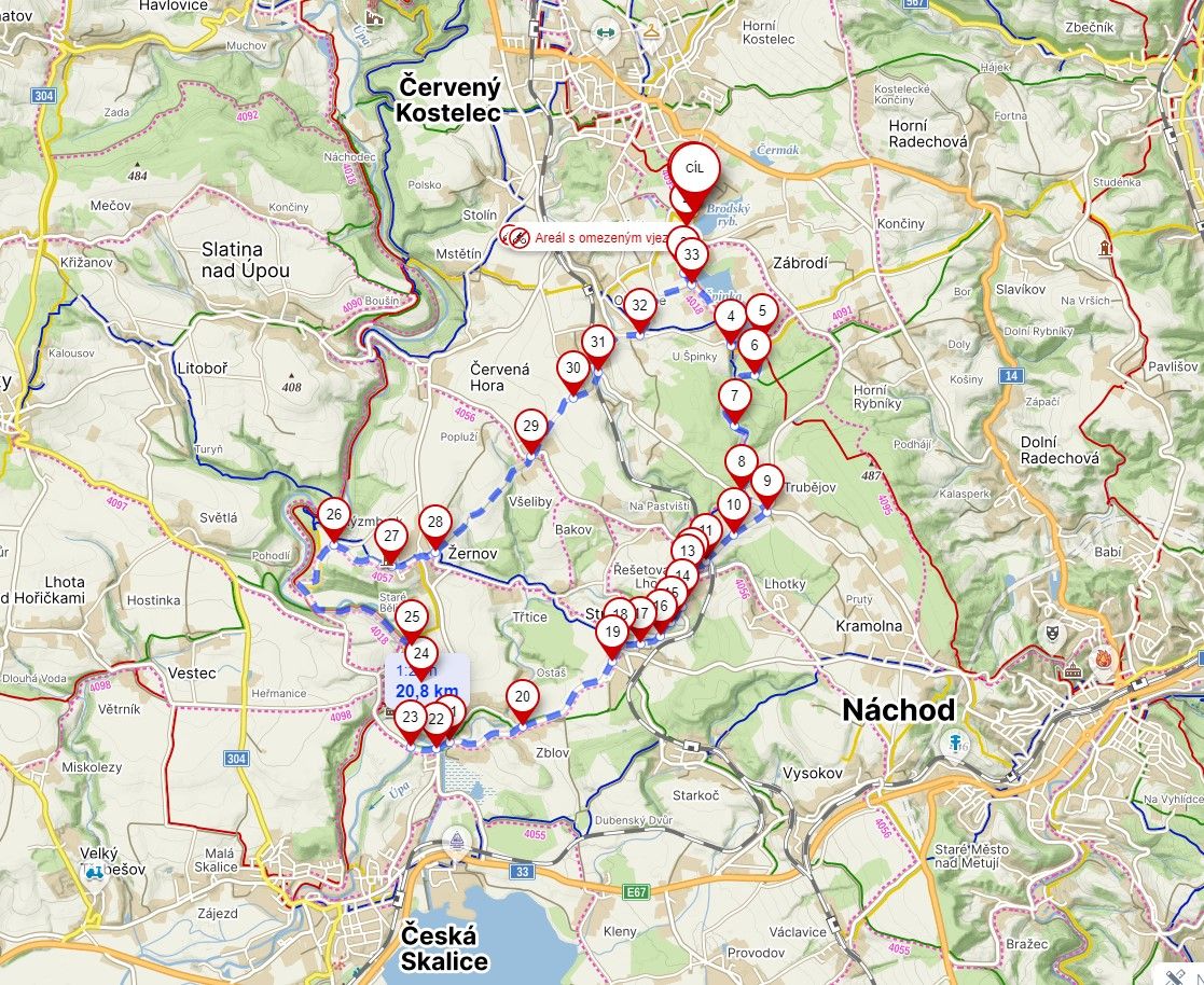 Mapa trasy - 12. sraz koloběžkářů | Broďák 2025 | Trasa č.2